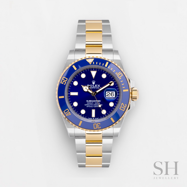 Rolex Submariner-Date 41mm 'Bluesy' Steel/YG Blue Dial Button Markers 2024 Ref m126613lb-0002 (#676)