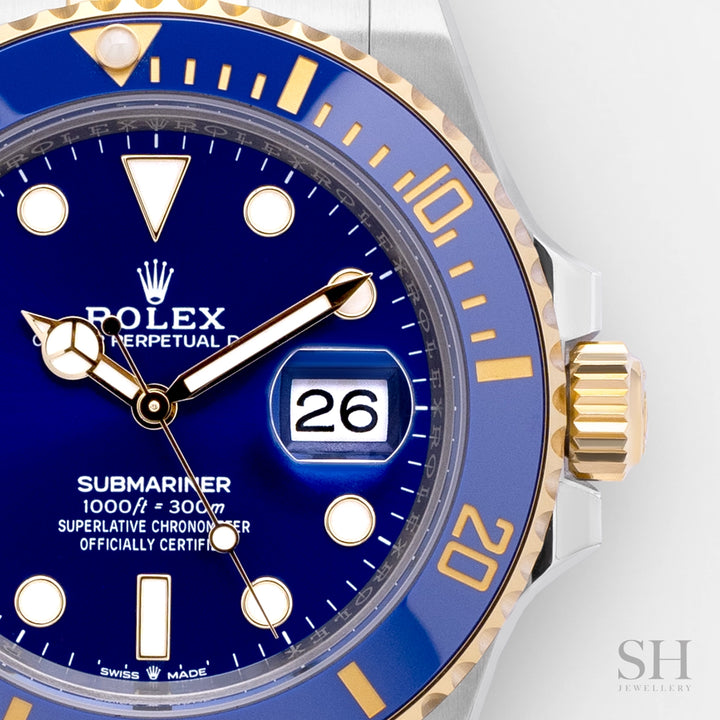 Rolex Submariner-Date 41mm 'Bluesy' Steel/YG Blue Dial Button Markers 2024 Ref m126613lb-0002 (#676)