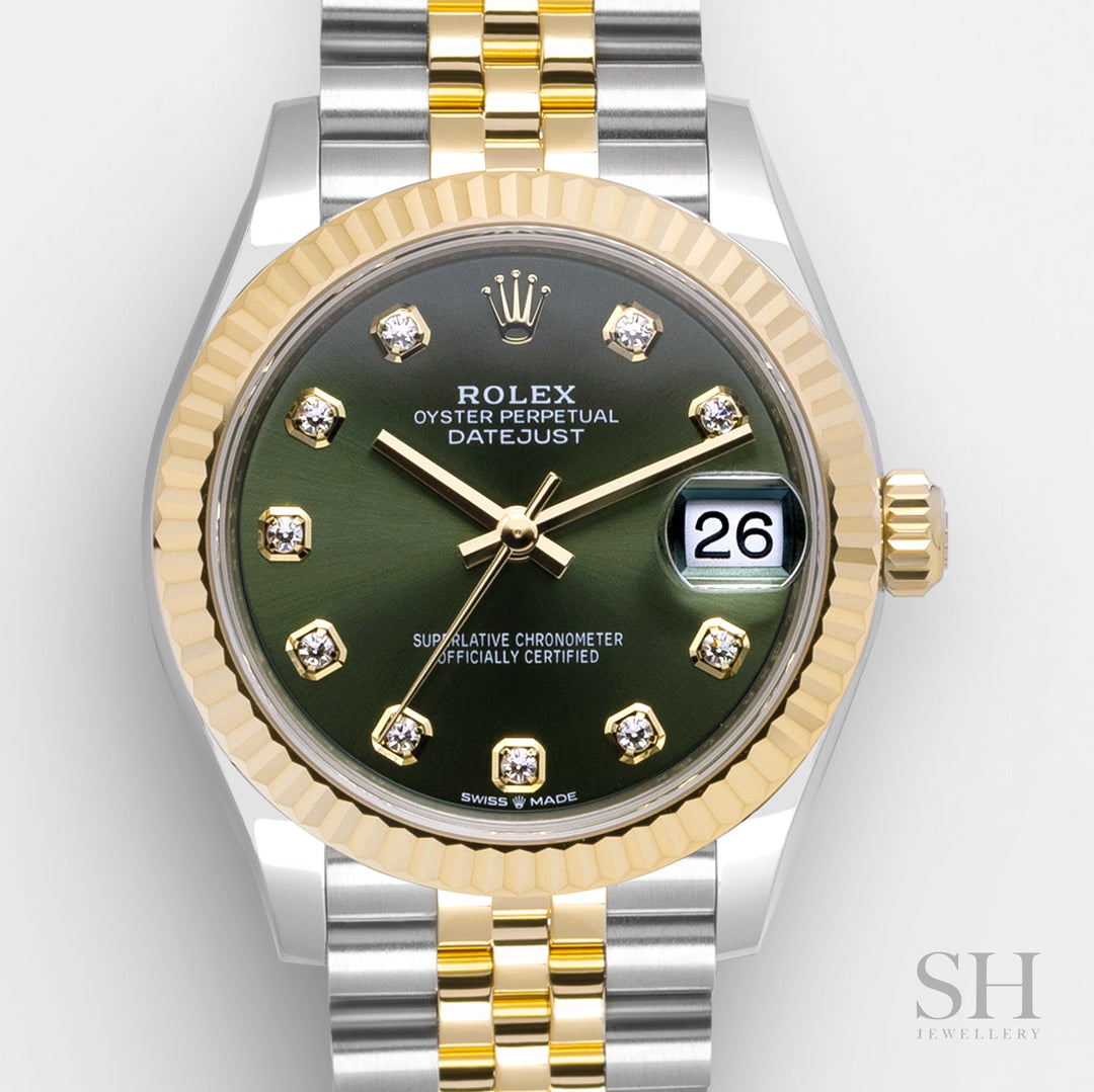 Rolex Datejust31 31mm Steel/YG Olive Green Dial Diamond Markers 2024 Ref m278273-0030 (#677)