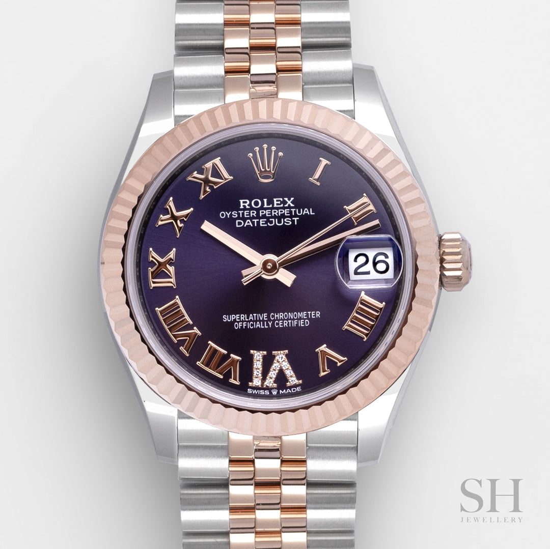 Rolex Datejust31 31mm Steel/RG Purple Dial Numeral Markers 2024 Ref m278271-0020 (#678)