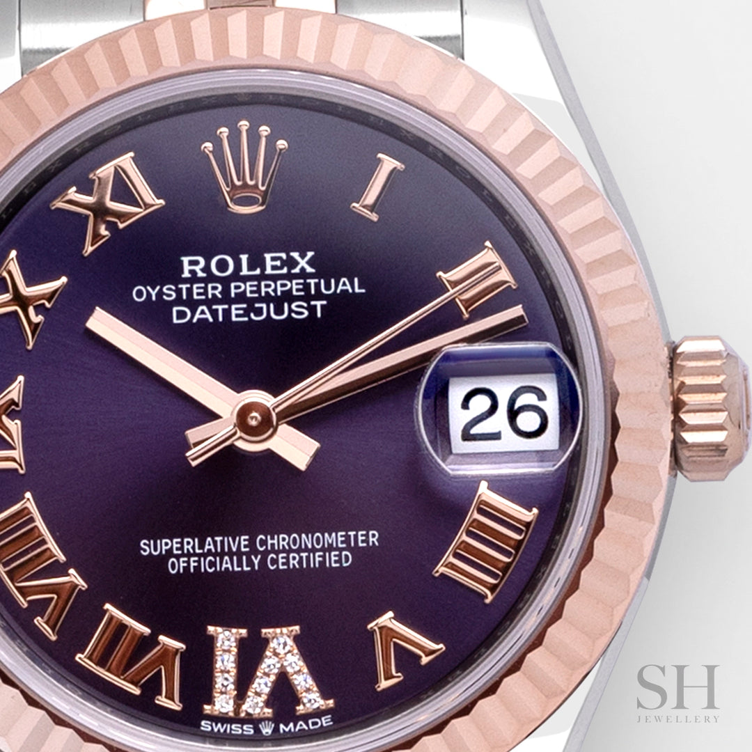 Rolex Datejust31 31mm Steel/RG Purple Dial Numeral Markers 2024 Ref m278271-0020 (#678)