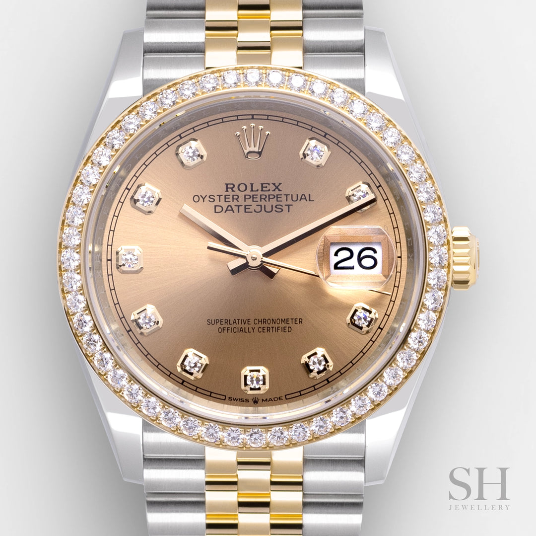 Rolex Datejust36 36mm Steel/YG Champagne Dial Diamond Markers 2024 Ref m126283rbr-0003 (#685)