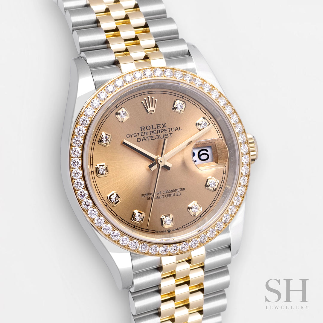 Rolex Datejust36 36mm Steel/YG Champagne Dial Diamond Markers 2024 Ref m126283rbr-0003 (#685)