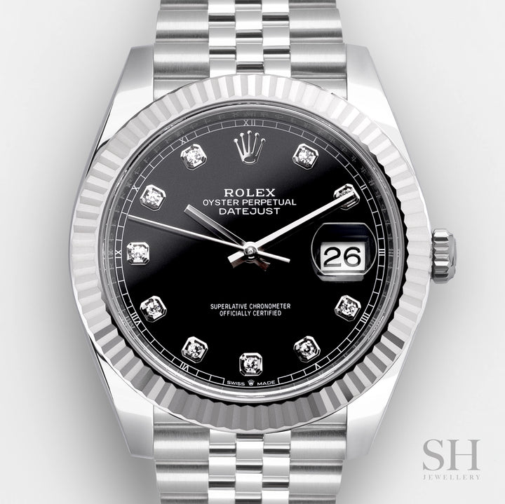 Rolex Datejust41 41mm Steel/WG Black Dial Diamond Markers 2024 Ref m126334-0012 (#697)