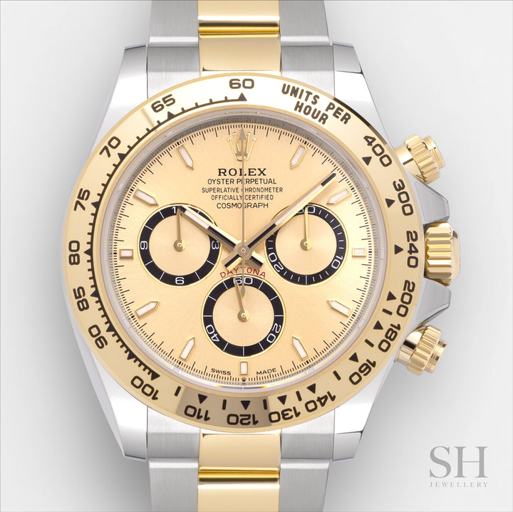 Rolex Cosmograph Daytona 40mm Steel/YG Champagne Dial Stick Markers 2024 Ref m126503-0004 (#705)