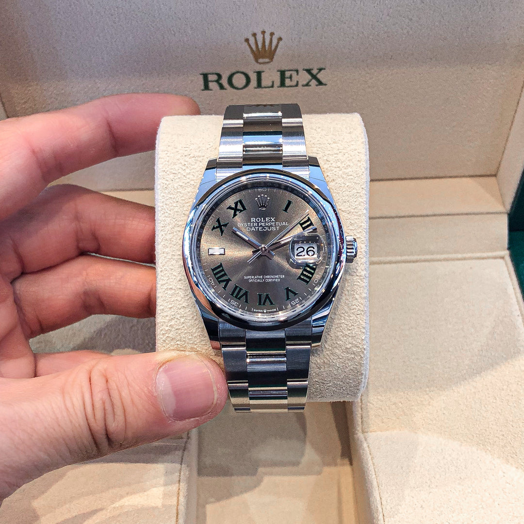 Rolex Datejust36 36mm 'Wimbledon' Steel Slate Dial Numeral Markers 2024 Ref m126200-0018 (#618)