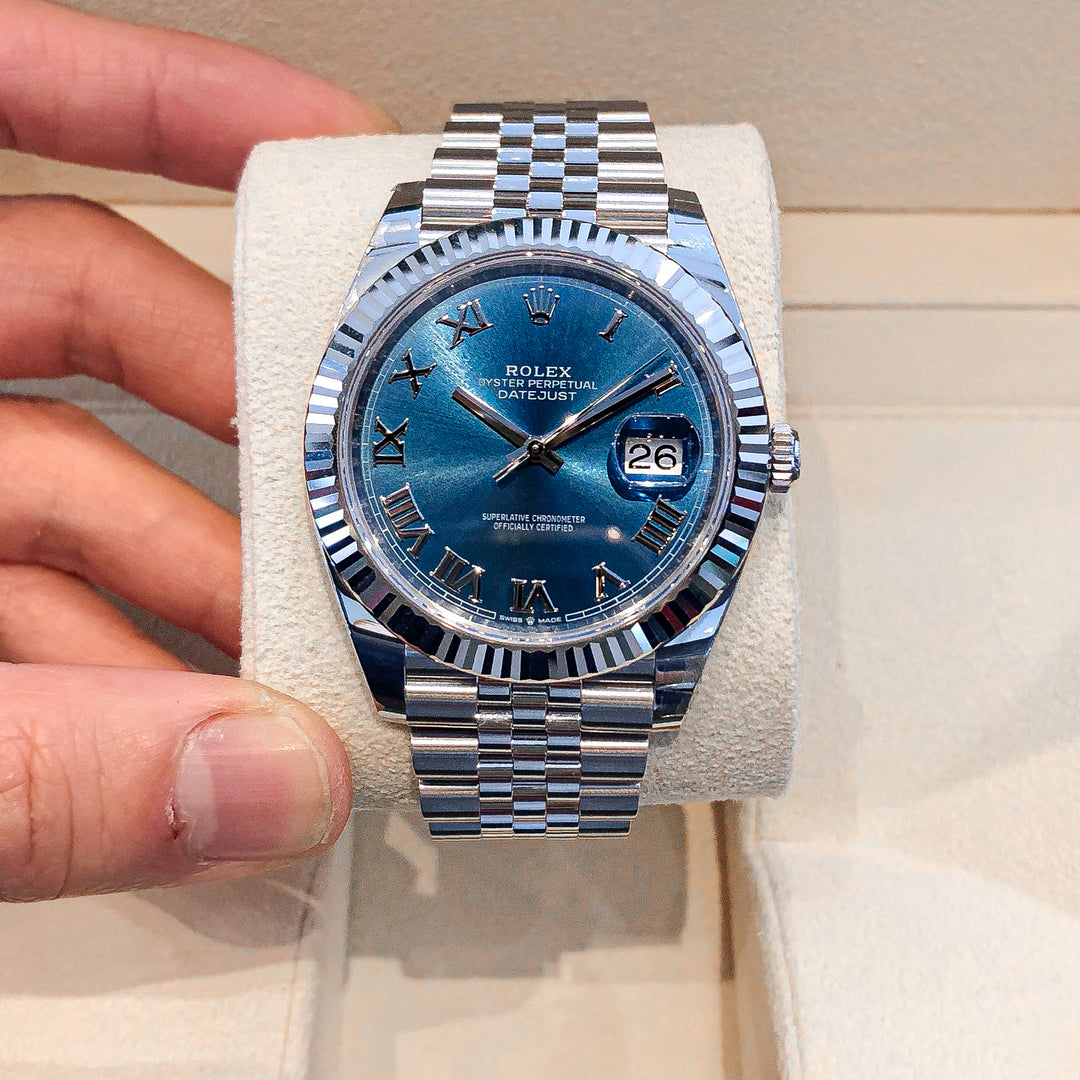 Rolex Datejust41 41mm Steel/WG Azzurro Blue Dial Numeral Markers 2024 Ref m126334-0026 (#789)