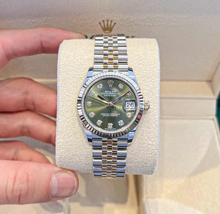 Rolex Datejust31 31mm Steel/YG Olive Green Dial Diamond Markers 2024 Ref m278273-0030 (#677)