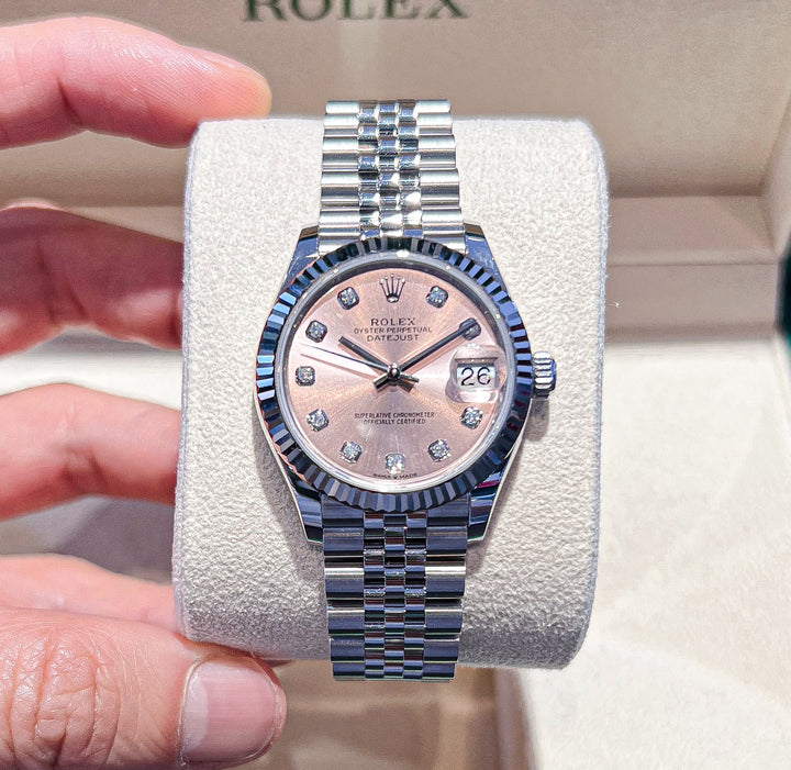 Rolex Datejust31 31mm Steel/WG Pink Dial Diamond Markers 2024 Ref m278274-0032 (#782)