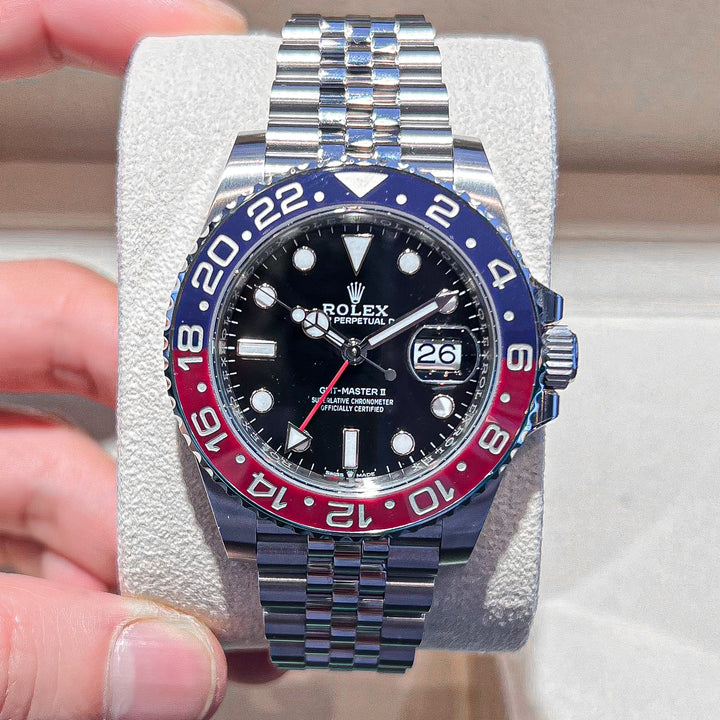 Rolex GMT-Master II 40mm 'Pepsi' Steel Black Dial Button Markers 2024 Ref m126710blro-0001 (#680)