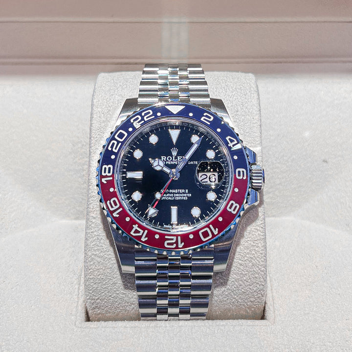 Rolex GMT-Master II 40mm 'Pepsi' Steel Black Dial Button Markers 2024 Ref m126710blro-0001 (#680)