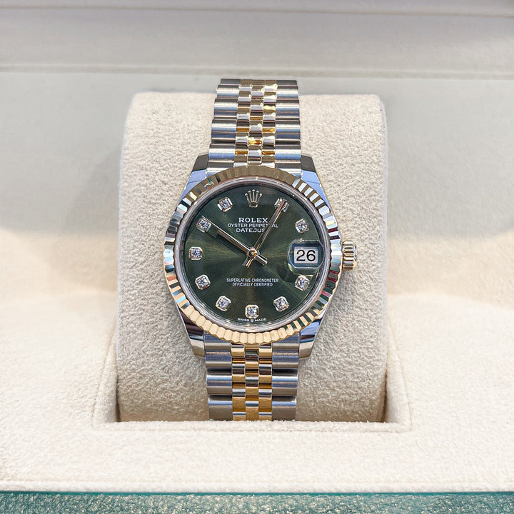 Rolex Datejust31 31mm Steel/YG Olive Green Dial Diamond Markers 2024 Ref m278273-0030 (#677)