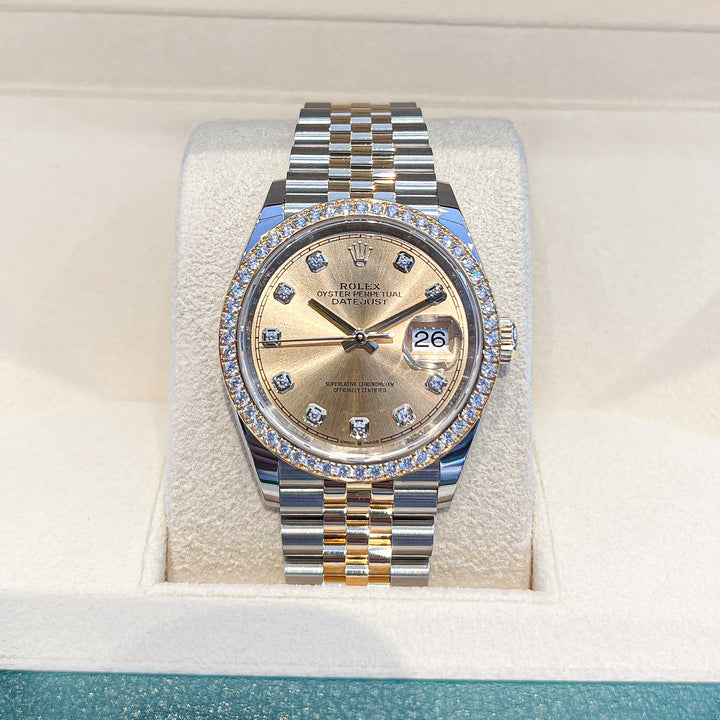 Rolex Datejust36 36mm Steel/YG Champagne Dial Diamond Markers 2024 Ref m126283rbr-0003 (#685)