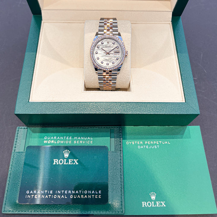 Rolex Datejust36 36mm Steel/RG MOP Dial Diamond Markers 2024 Ref m126281rbr-0009 (#713)