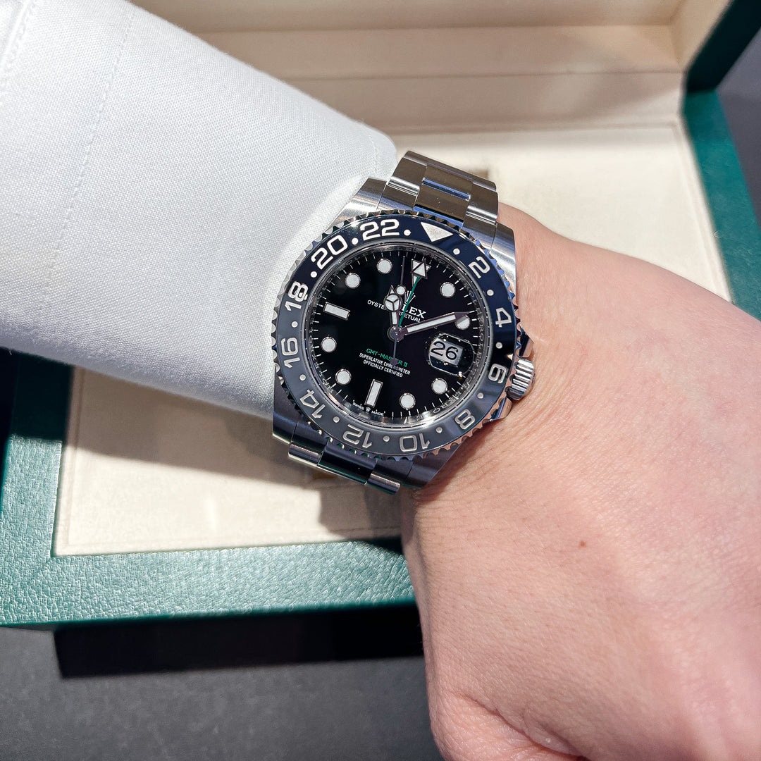 Rolex GMT-Master II 40mm 'Bruce Wayne' Steel Black Dial Button Markers 2024 Ref m126710grnr-0004 (#707)