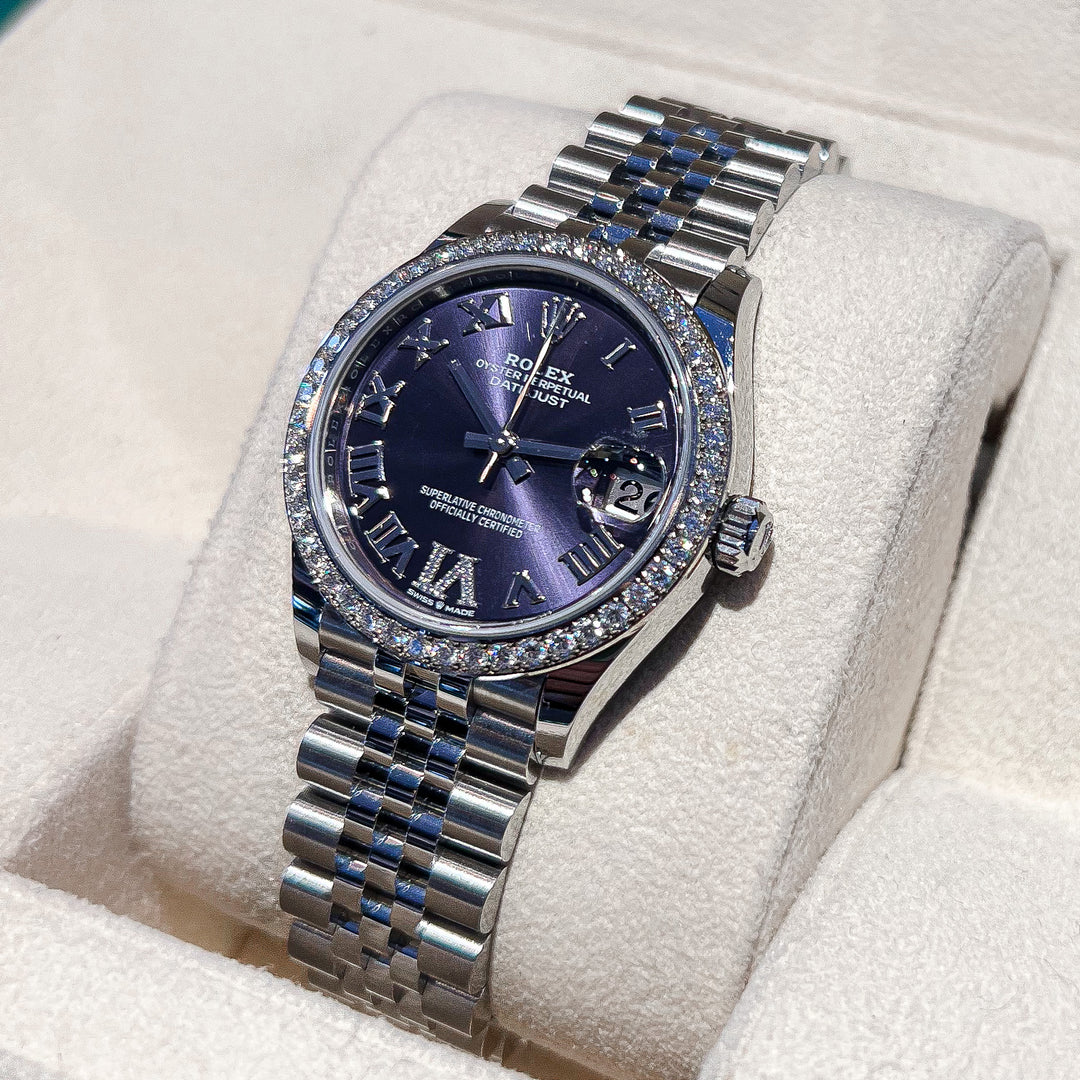 Rolex Datejust31 31mm Steel/WG Purple Dial Numeral Markers 2024 Ref m278384rbr-0030 (#729)