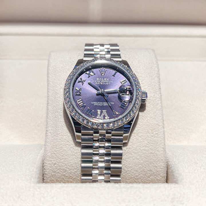 Rolex Datejust31 31mm Steel/WG Purple Dial Numeral Markers 2024 Ref m278384rbr-0030 (#729)