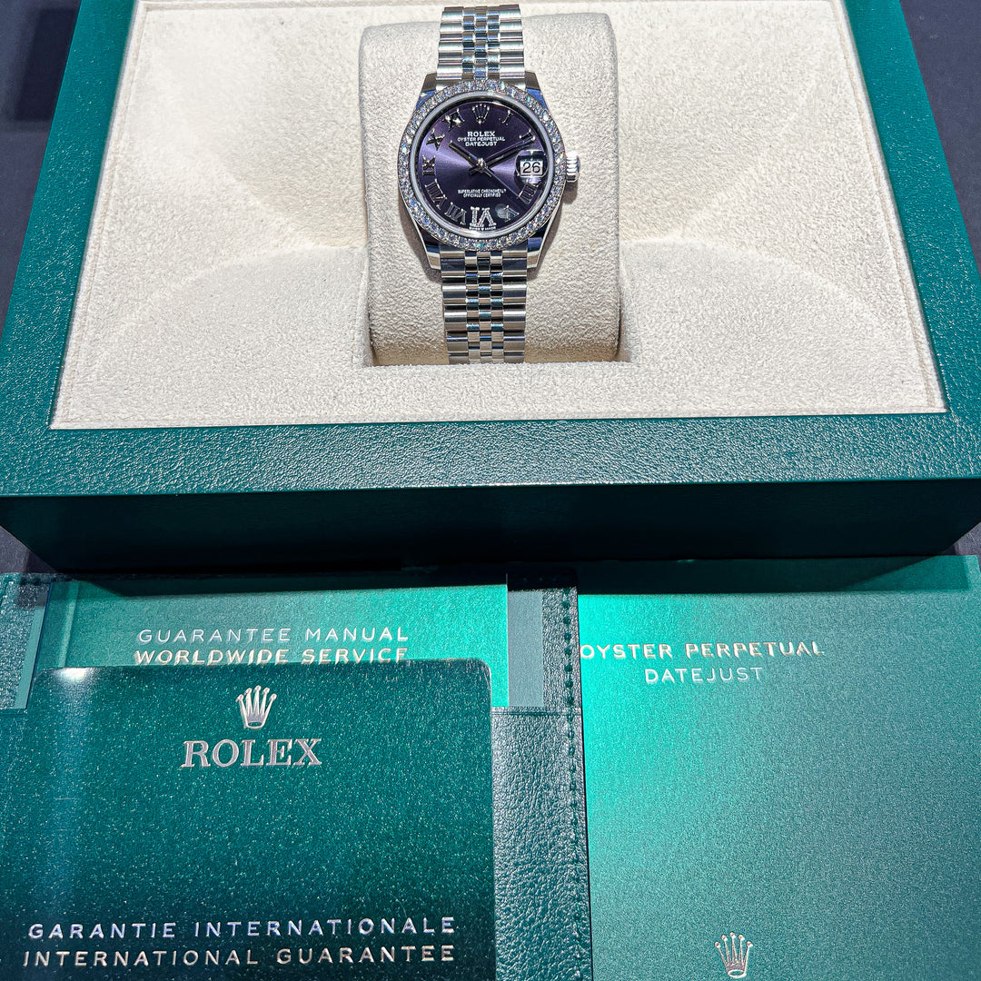 Rolex Datejust31 31mm Steel/WG Purple Dial Numeral Markers 2024 Ref m278384rbr-0030 (#729)