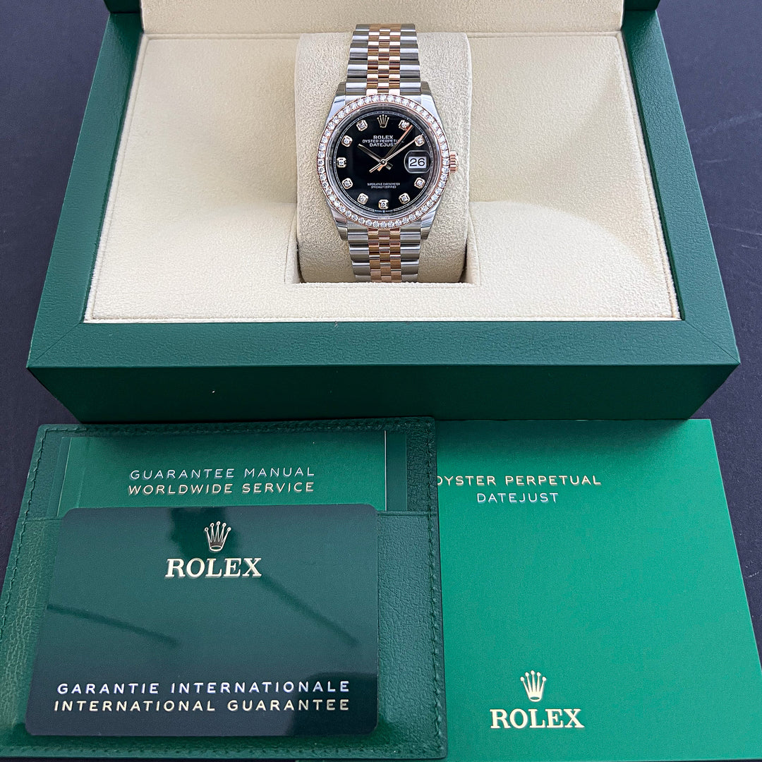 Rolex Datejust36 36mm Steel/RG Black Dial Diamond Markers 2023 Ref m126281rbr-0007 (#576)