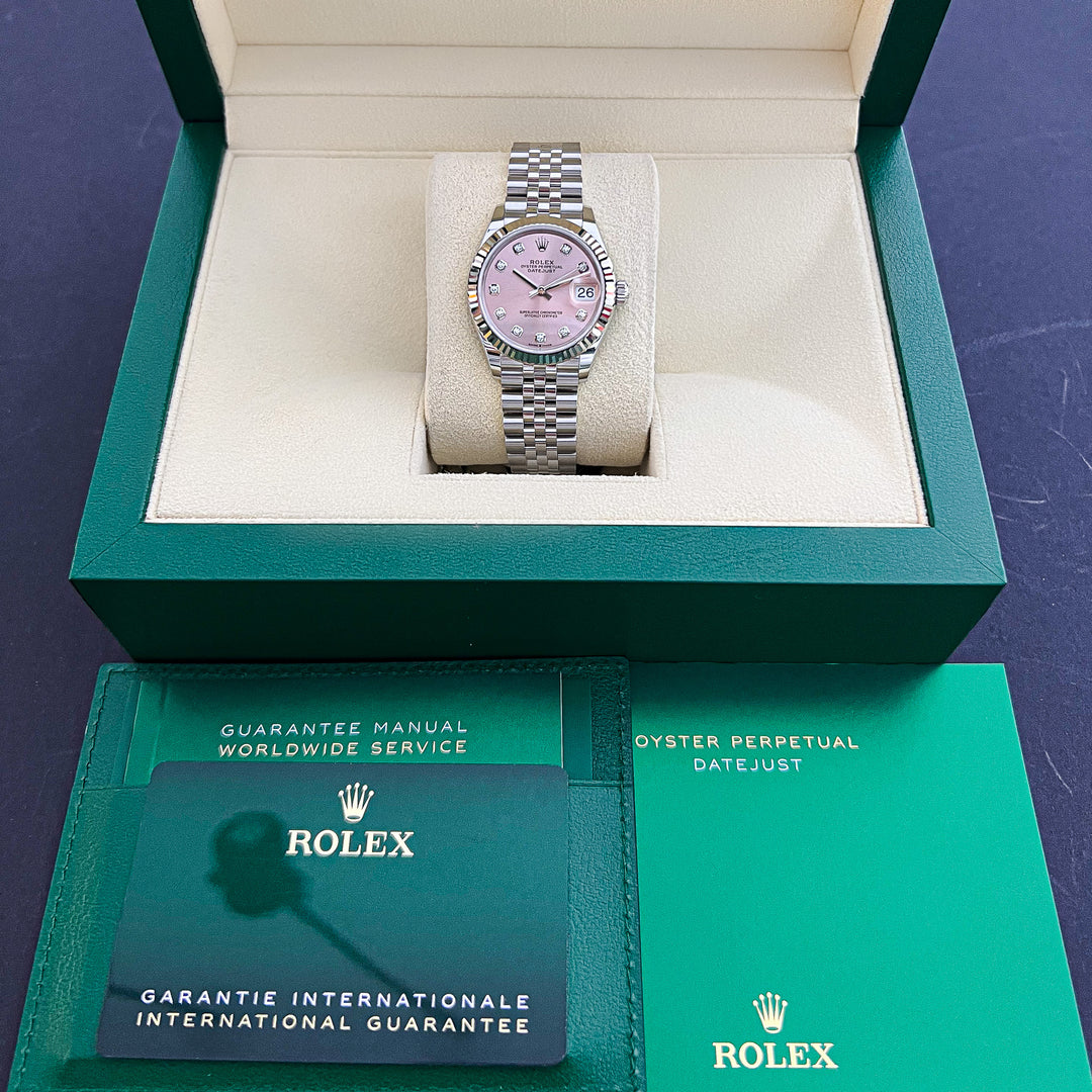 Rolex Datejust31 31mm Steel/WG Pink Dial Diamond Markers 2024 Ref m278274-0032 (#782)