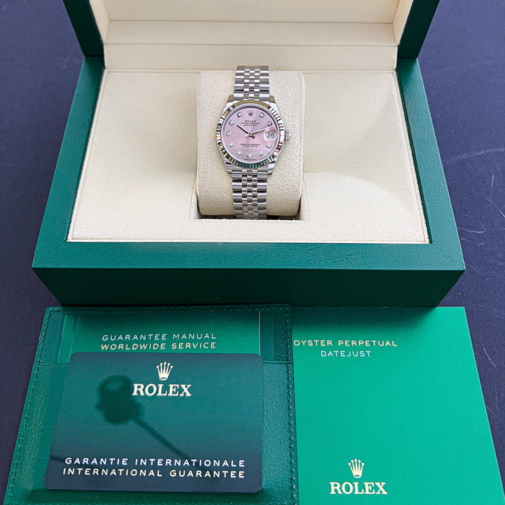 Rolex Datejust31 31mm Steel/WG Pink Dial Diamond Markers 2024 Ref m278274-0032 (#782)