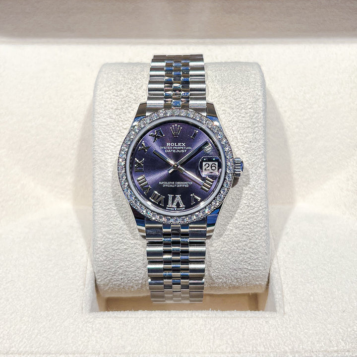 Rolex Datejust31 31mm Steel/WG Purple Dial Numeral Markers 2024 Ref m278384rbr-0030 (#729)