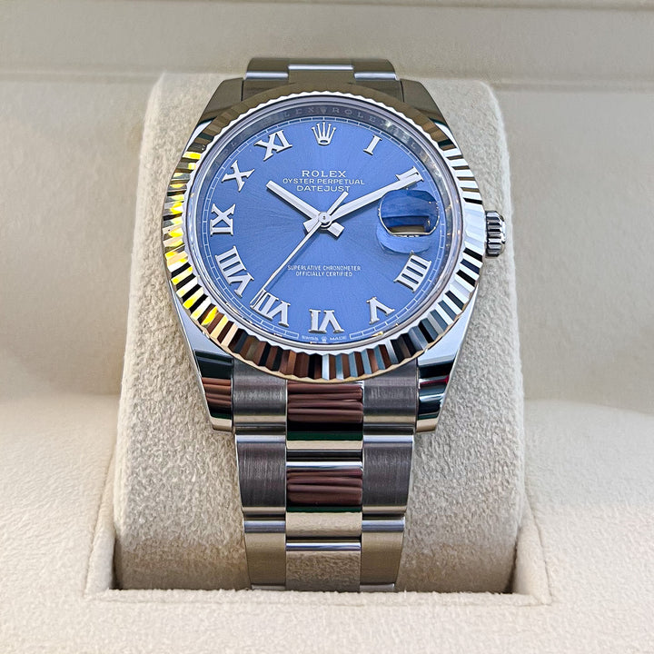 Rolex Datejust41 41mm Steel/WG Azzurro Blue Dial Numeral Markers 2024 Ref m126334-0025 (#735)