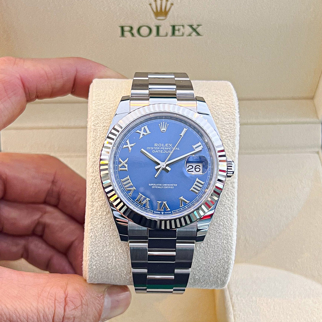 Rolex Datejust41 41mm Steel/WG Azzurro Blue Dial Numeral Markers 2024 Ref m126334-0025 (#735)