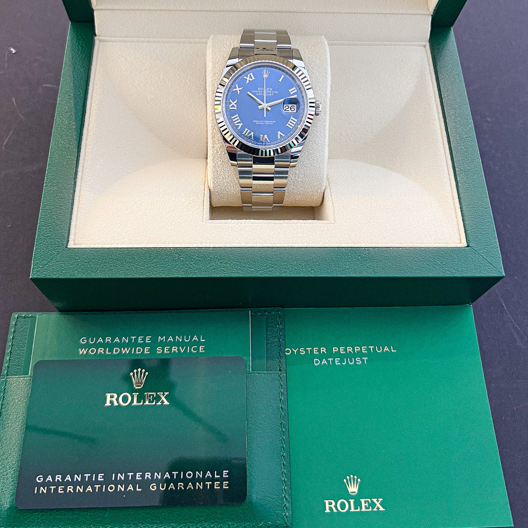 Rolex Datejust41 41mm Steel/WG Azzurro Blue Dial Numeral Markers 2024 Ref m126334-0025 (#735)