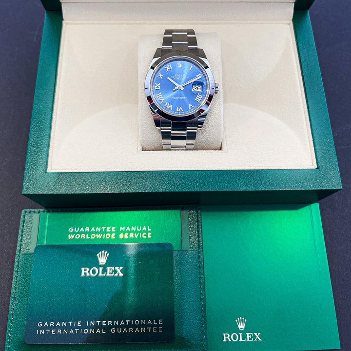 Rolex Datejust41 41mm Steel Azzurro Blue Dial Numeral Markers 2023 Ref m126300-0017 (#642)