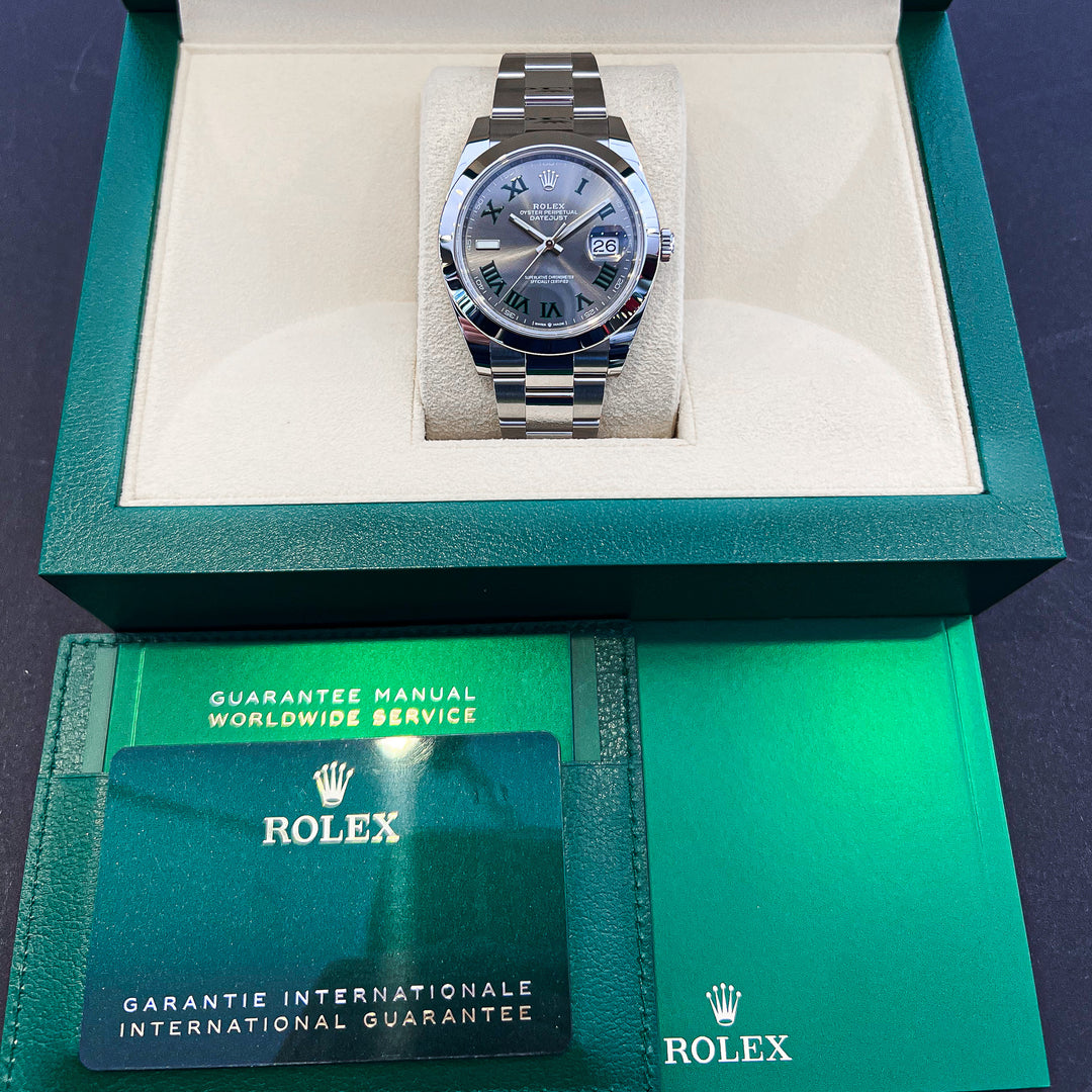 Rolex Datejust41 41mm 'Wimbledon' Steel Slate Dial Numeral Markers 2024 Ref m126300-0013 (#807)