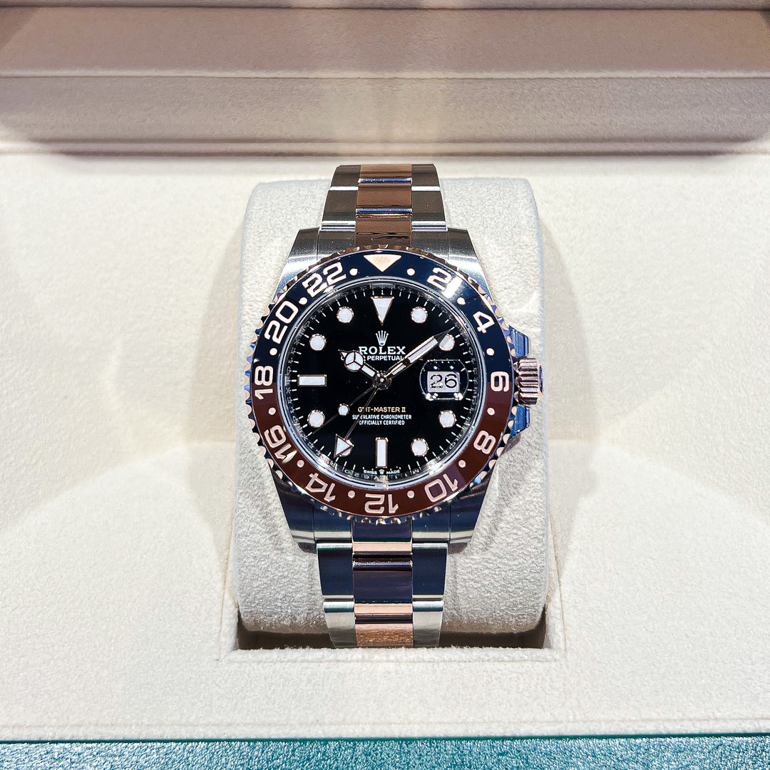 Rolex GMT-Master II 40mm 'Root Beer' Steel/RG Black Dial Button Markers 2024 Ref m126711chnr-0002 (#754)