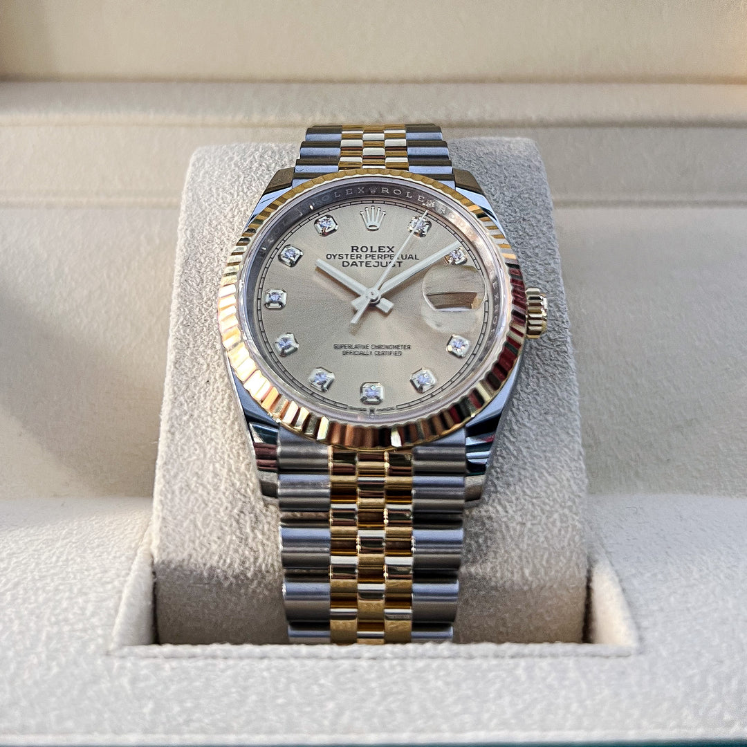 Rolex Datejust36 36mm Steel/YG Champagne Dial Diamond Markers 2024 Ref m126233-0017 (#755)