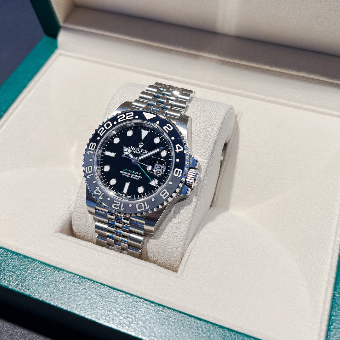 Rolex GMT-Master II 40mm 'Bruce Wayne' Steel Black Dia554l Button Markers 2024 Ref m126710grnr-0003 (#743)