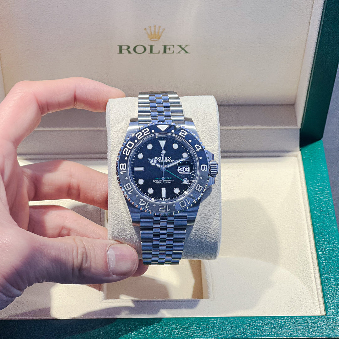 Rolex GMT-Master II 40mm 'Bruce Wayne' Steel Black Dia554l Button Markers 2024 Ref m126710grnr-0003 (#743)