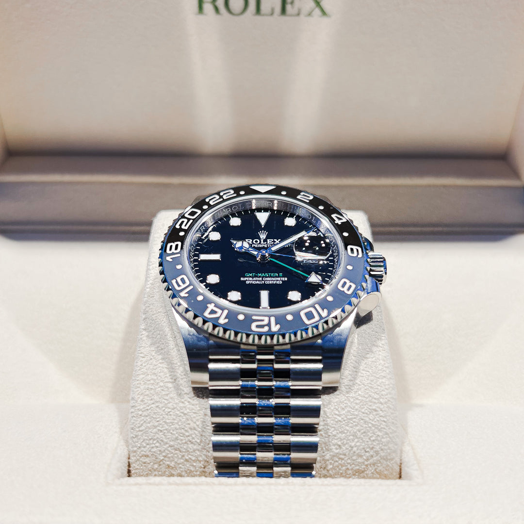 Rolex GMT-Master II 40mm 'Bruce Wayne' Steel Black Dia554l Button Markers 2024 Ref m126710grnr-0003 (#743)