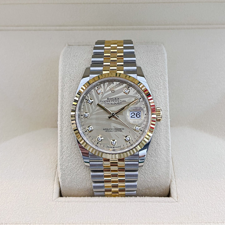 Rolex Datejust36 36mm Steel/YG Champagne Motif Dial Diamond Markers 2023 Ref m126233-0043 (#345)