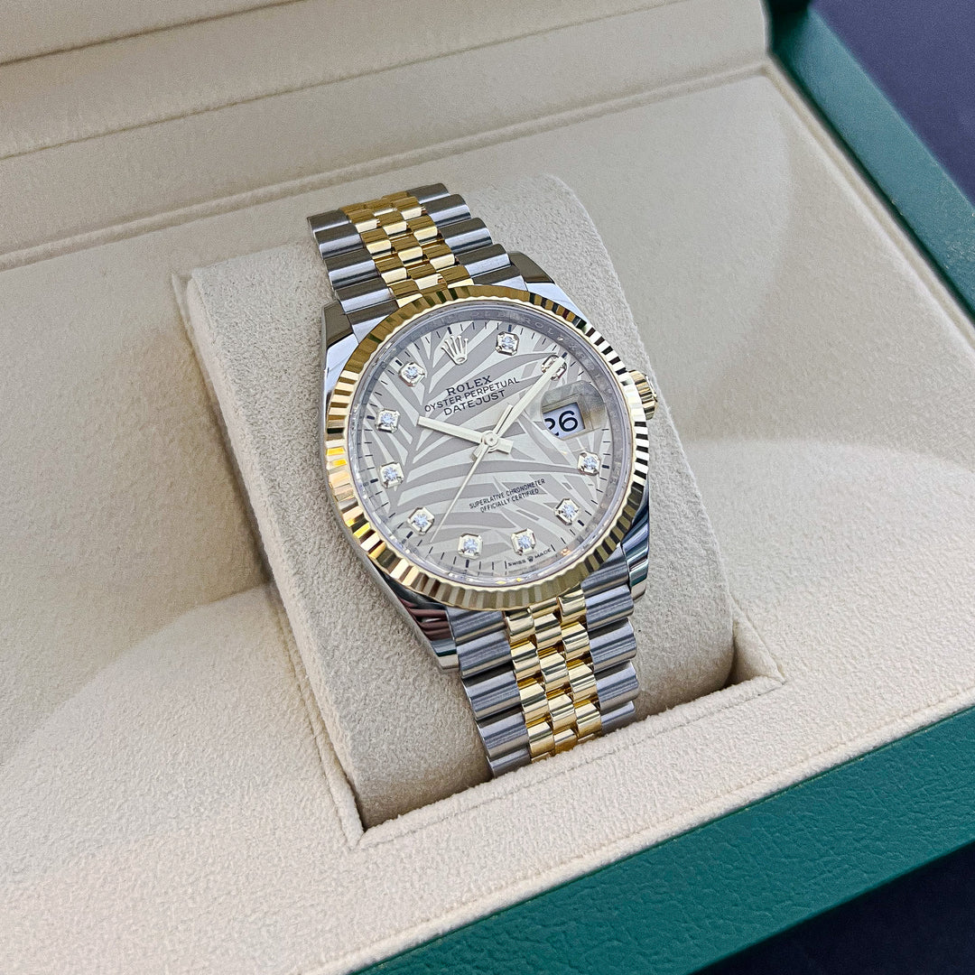 Rolex Datejust36 36mm Steel/YG Champagne Motif Dial Diamond Markers 2023 Ref m126233-0043 (#345)