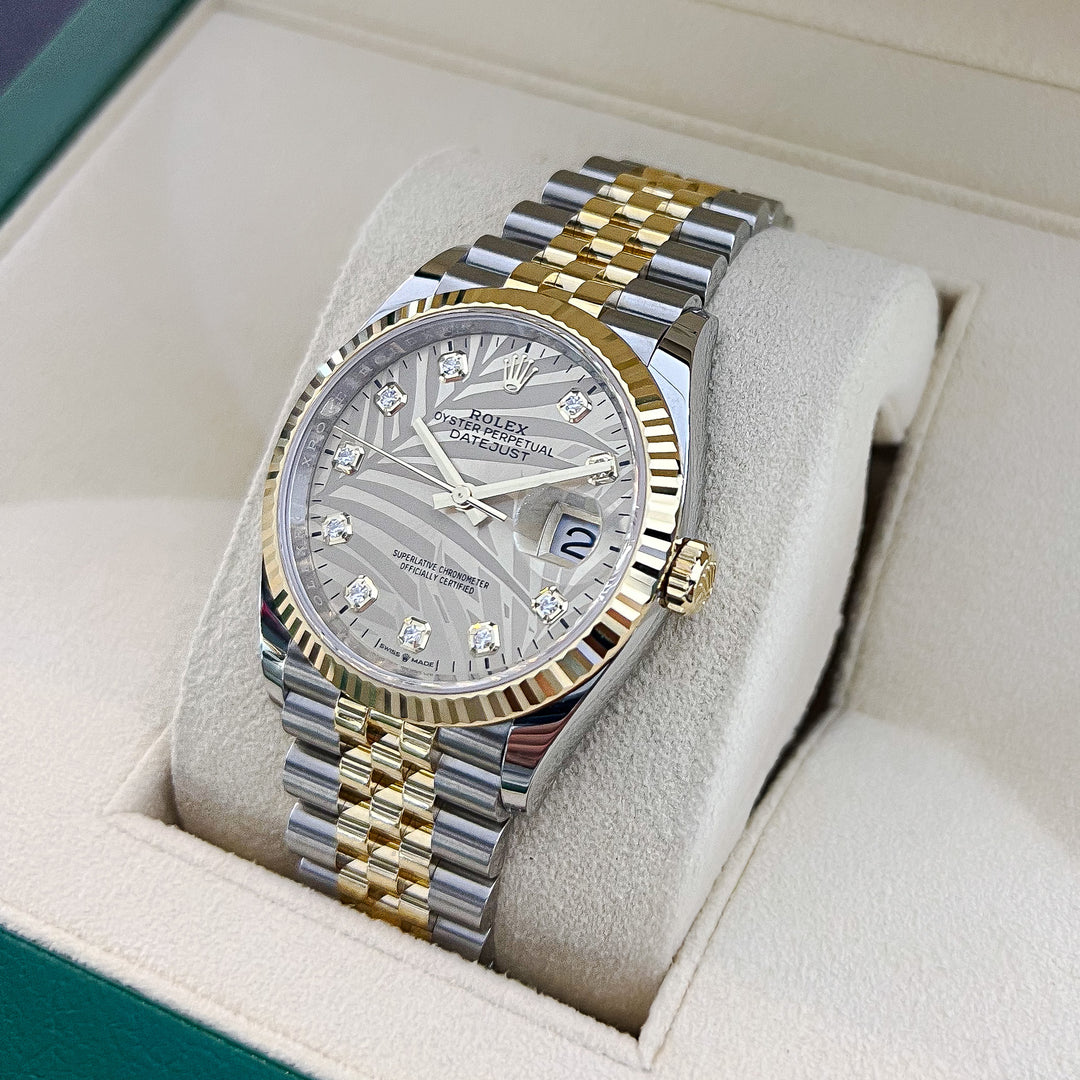 Rolex Datejust36 36mm Steel/YG Champagne Motif Dial Diamond Markers 2023 Ref m126233-0043 (#345)