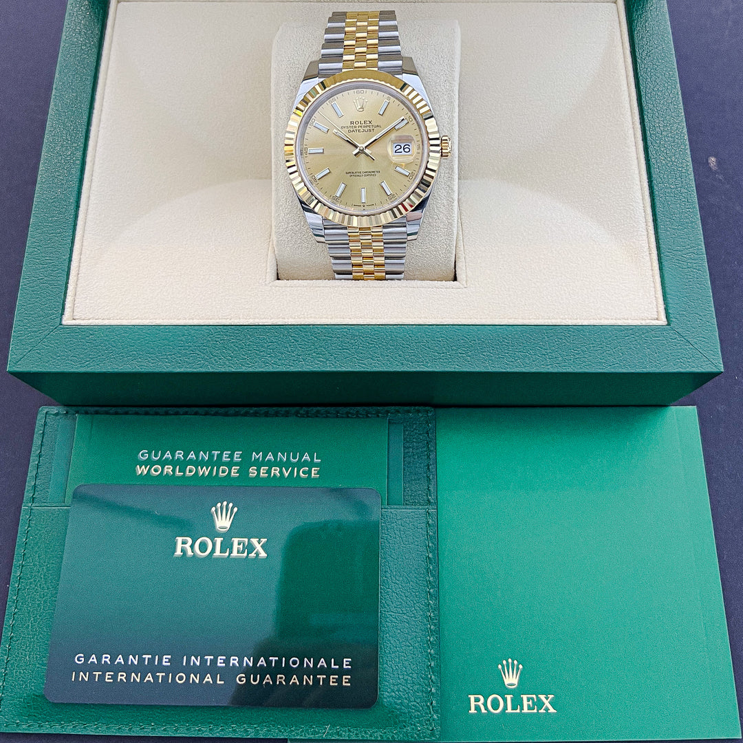 Rolex Datejust41 41mm Steel/YG Champagne Dial Stick Markers 2023 Ref m126333-0010 (#305)