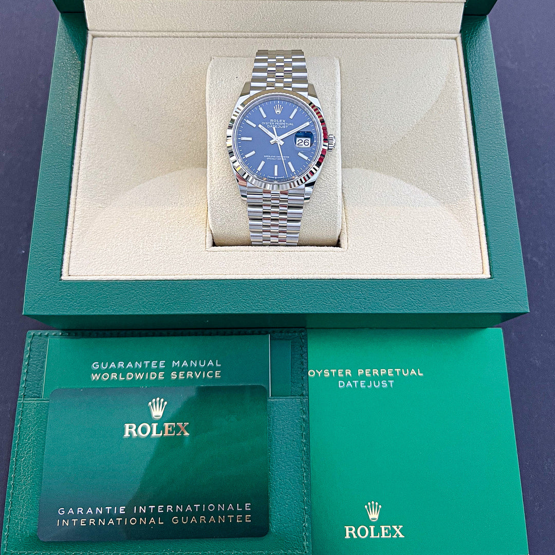 Rolex Datejust36 36mm Steel/WG Blue Dial Stick Markers 2024 Ref m126234-0017  (#771)