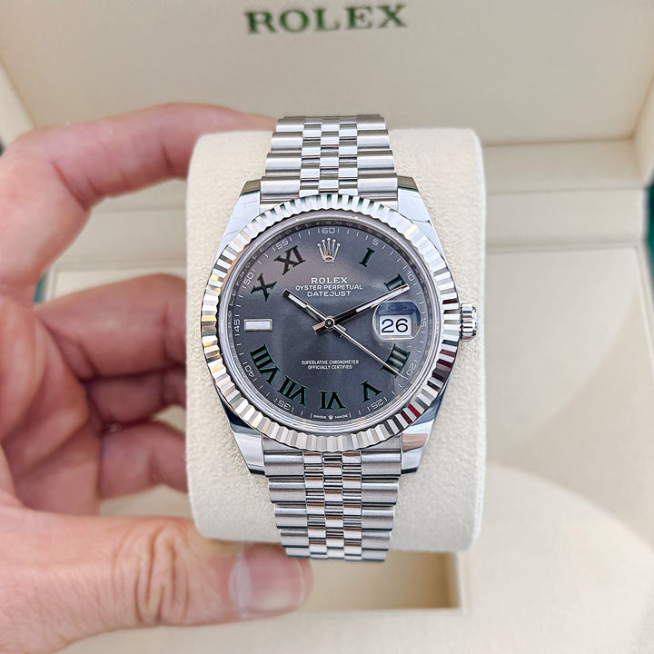 Rolex Datejust41 41mm 'Wimbledon' Steel/WG Slate Dial Numeral Markers 2024 Ref m126334-0022 (#770)