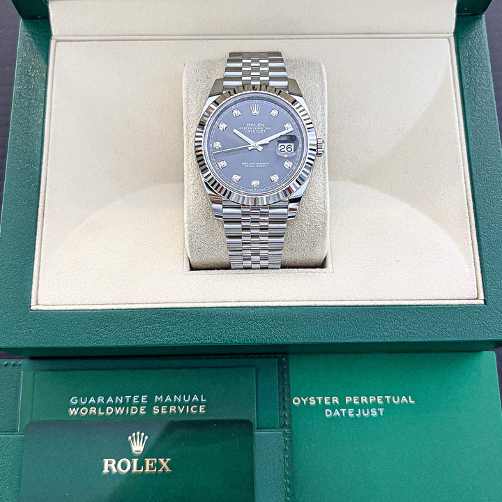 Rolex Datejust41 41mm Steel/WG Slate Dial Diamond Markers 2024 Ref m126334-0006 (#828)