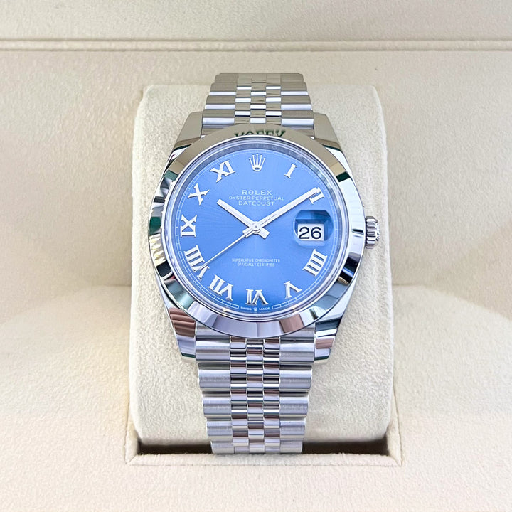 Rolex Datejust41 41mm Steel Azzurro Blue Dial Numeral Markers 2024 Ref m126300-0018 (#800)