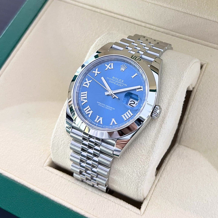 Rolex Datejust41 41mm Steel Azzurro Blue Dial Numeral Markers 2024 Ref m126300-0018 (#800)