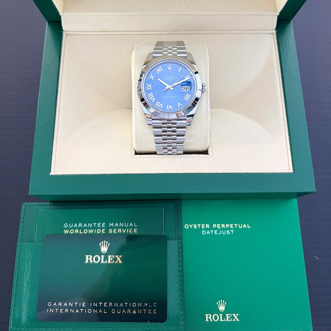 Rolex Datejust41 41mm Steel Azzurro Blue Dial Numeral Markers 2024 Ref m126300-0018 (#800)