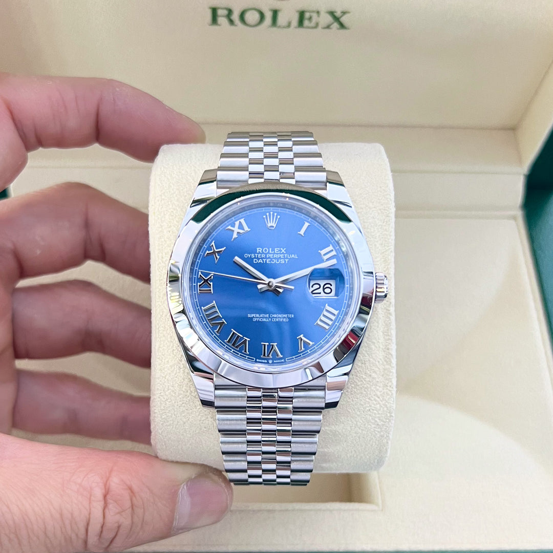 Rolex Datejust41 41mm Steel Azzurro Blue Dial Numeral Markers 2024 Ref m126300-0018 (#800)