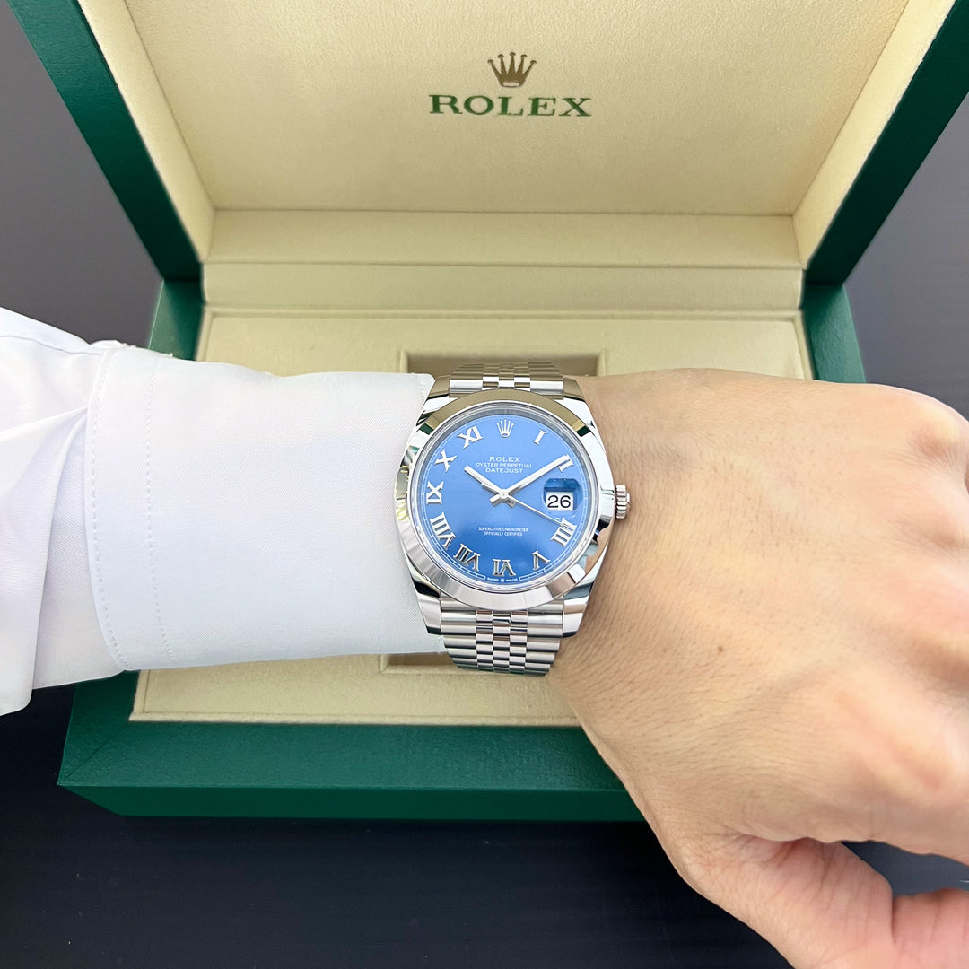 Rolex Datejust41 41mm Steel Azzurro Blue Dial Numeral Markers 2024 Ref m126300-0018 (#800)