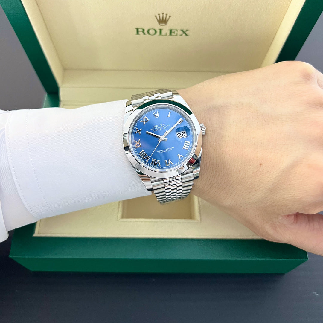 Rolex Datejust41 41mm Steel Azzurro Blue Dial Numeral Markers 2024 Ref m126300-0018 (#800)