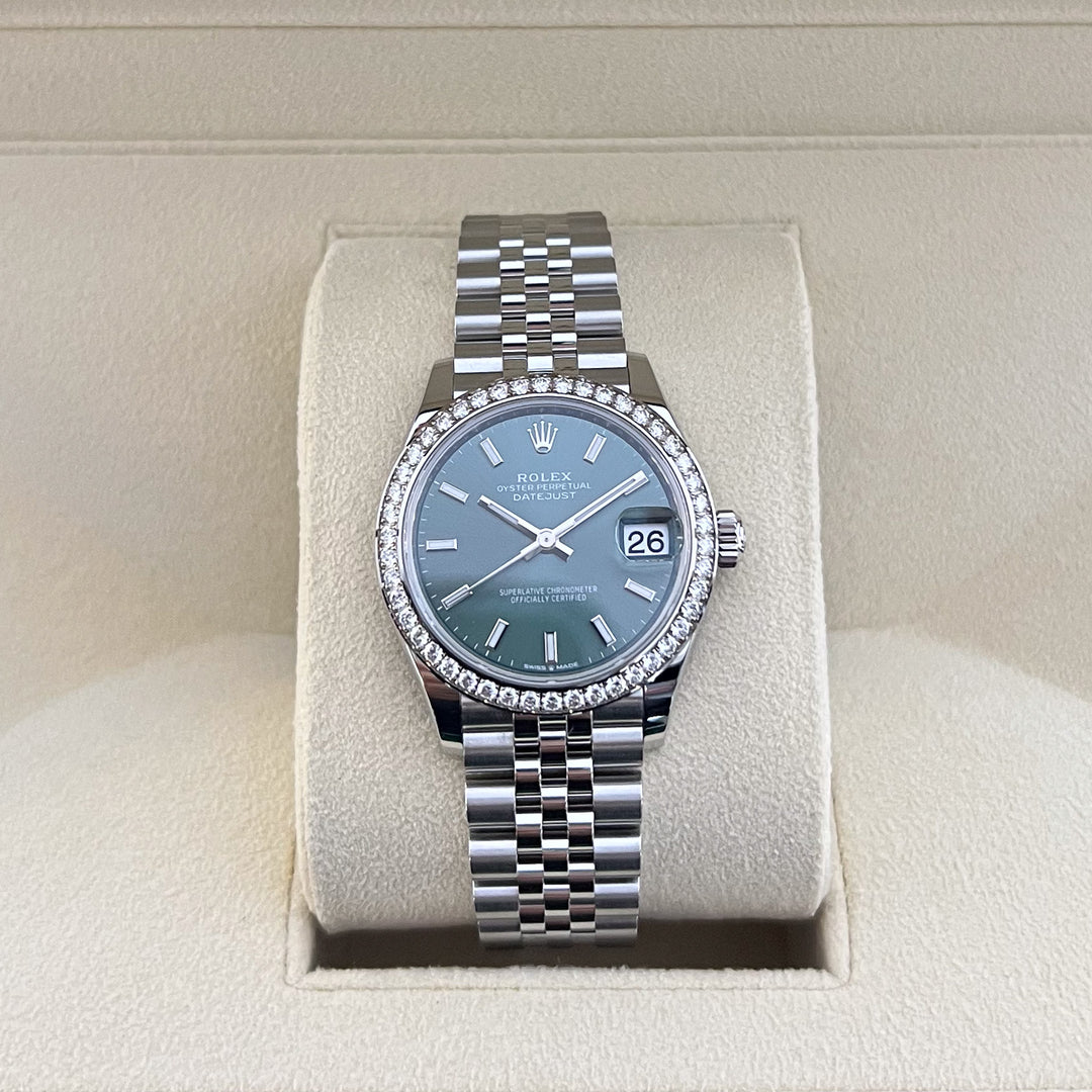 Rolex Datejust31 31mm Steel/WG Mint Green Dial Stick Markers 2024 Ref m278384rbr-0022 (#813)